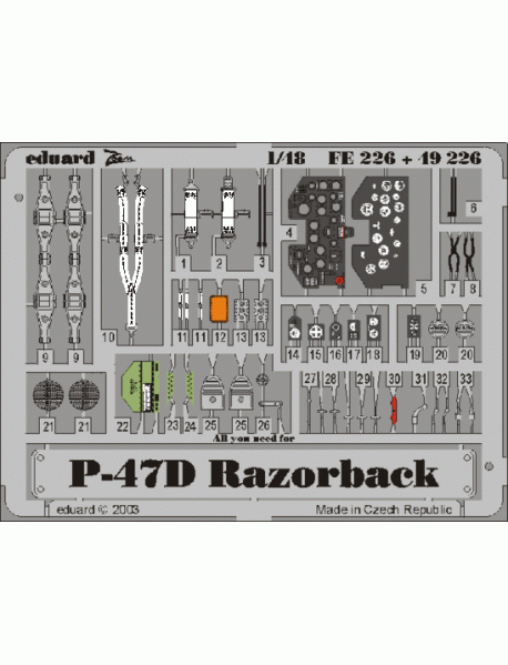 Eduard FE226 Набір фототравлення для моделі P-47D Thunderbolt Eduard FE226 Набір фототравлення для моделі P-47D Thunderbolt