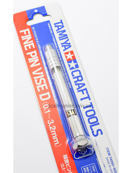 Tamiya 74050 Ручна цангова модельна дрель Fine Pin Vise D (0.1-3.2 мм.)