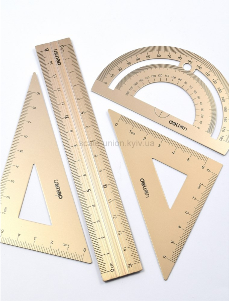 Deli 79532 Набор линеек-уголков Ruler Set Gold 4 шт.